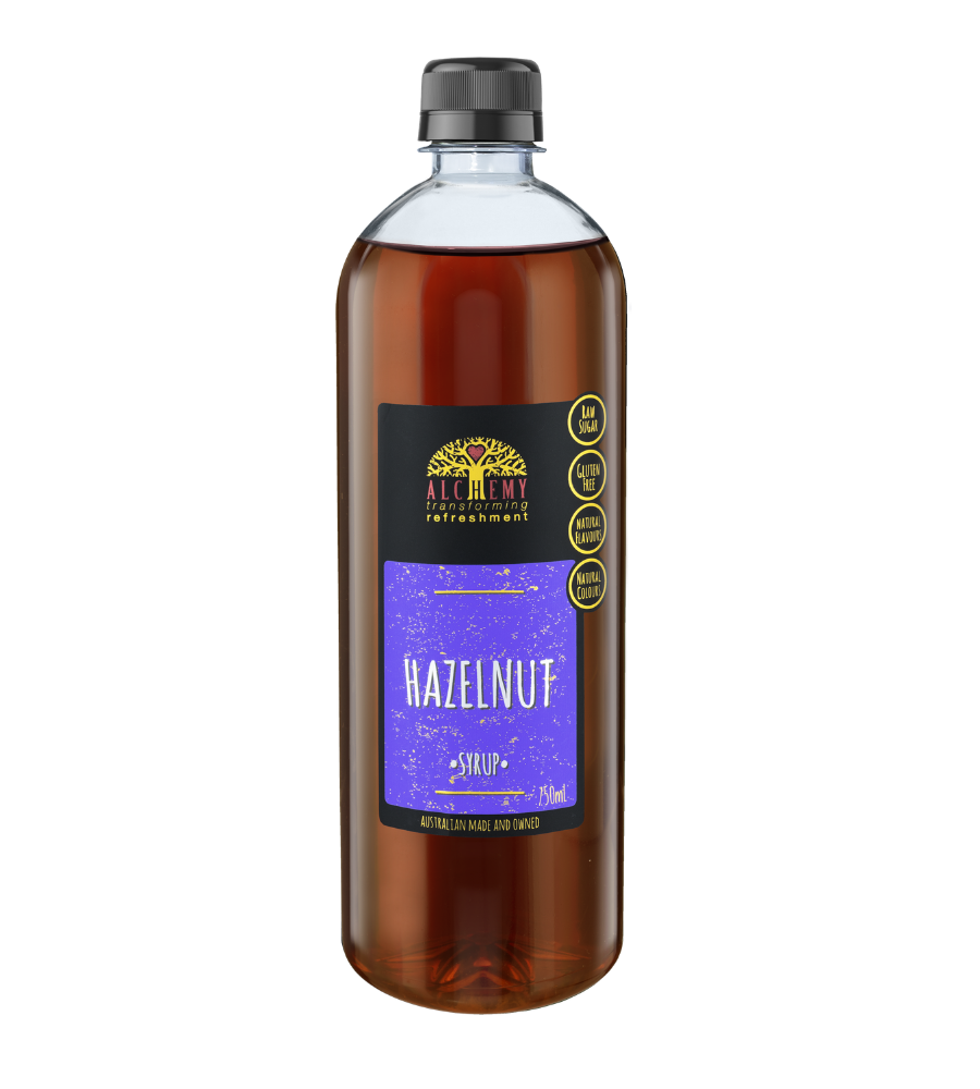 Front of hazelnut syrup bottle 