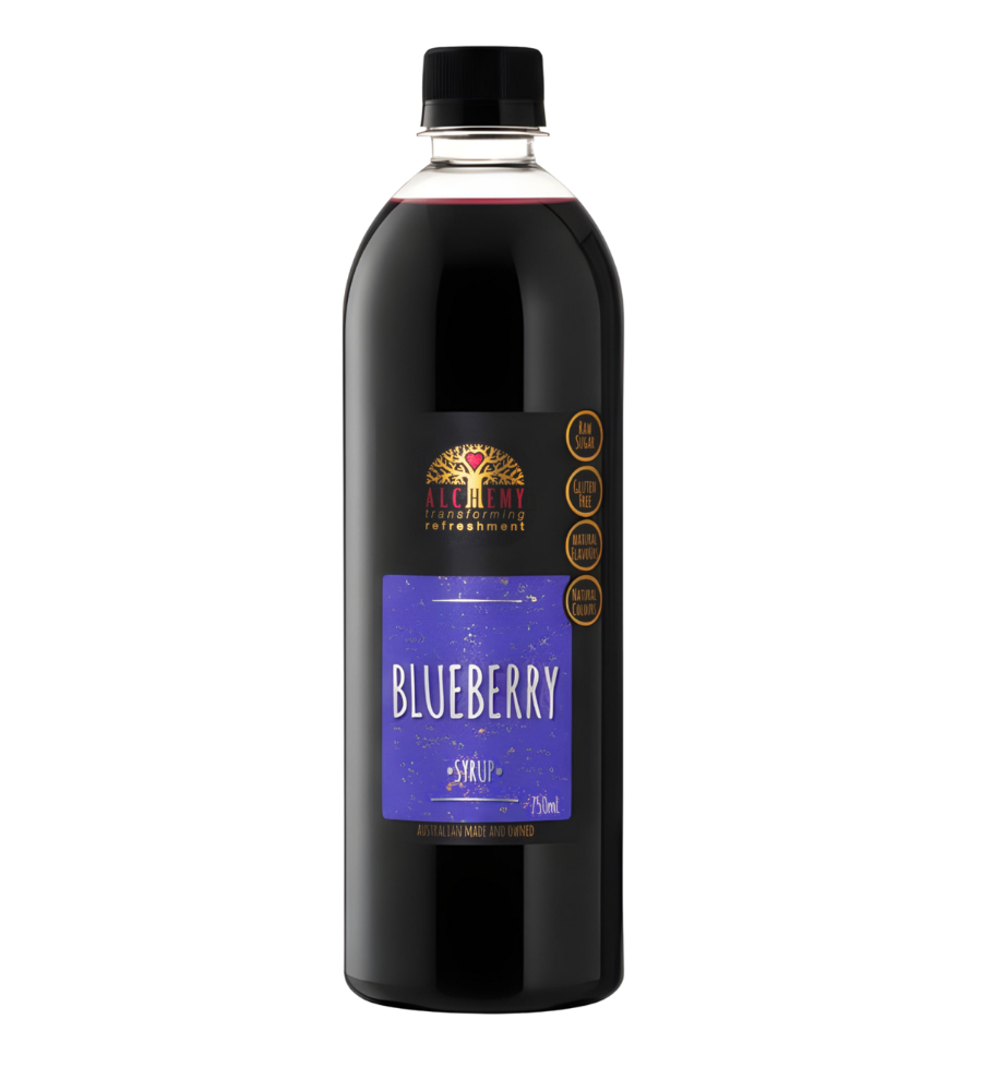 Bottle of blueberry syrup