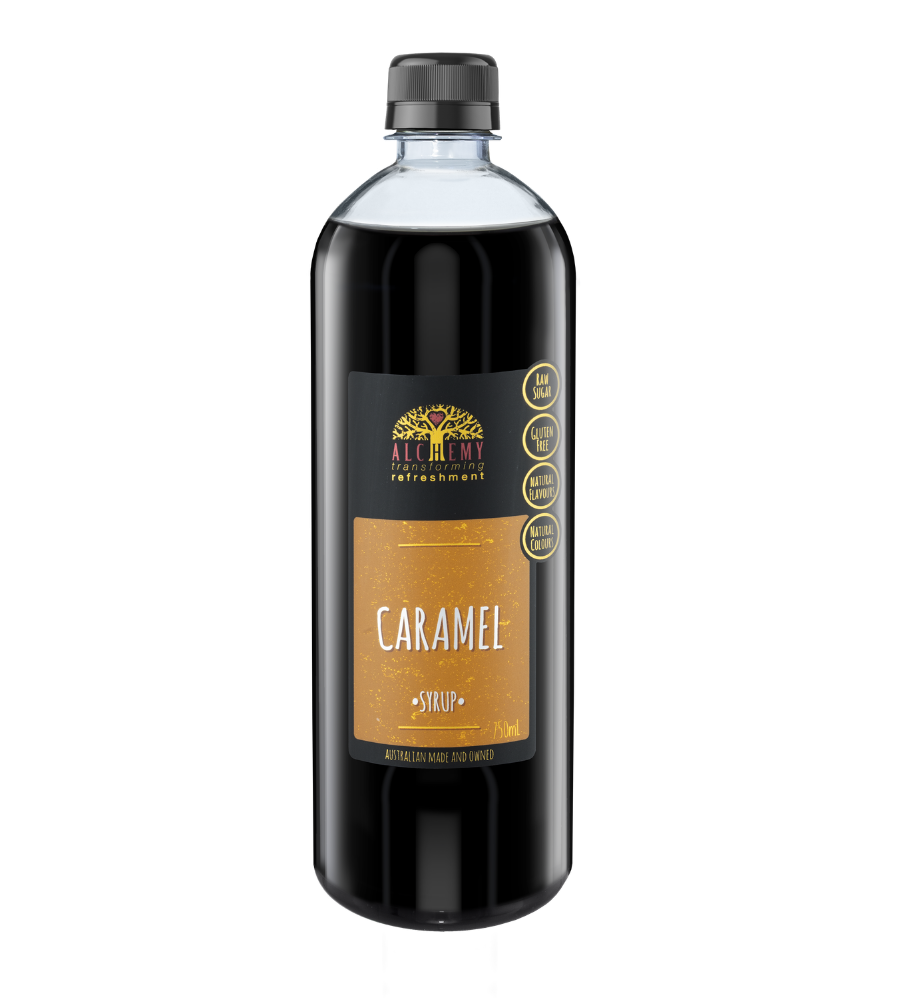 Bottle of caramel syrup 