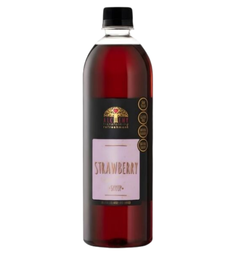 Bottle of strawberry syrup