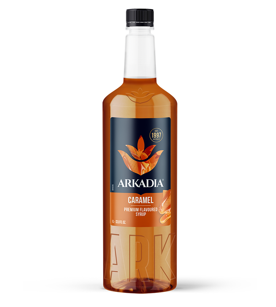 Bottle of Arkadia 1 litre caramel syrup 