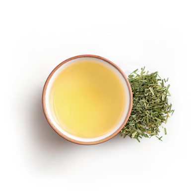 Cup of lemongrass ginger tea with loose tea leaves